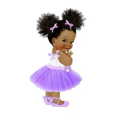 VBSBkZ3 Foaie de zahar bebelusa negresa cu tutu lila Vintage Baby Shower Collection 40X30cm